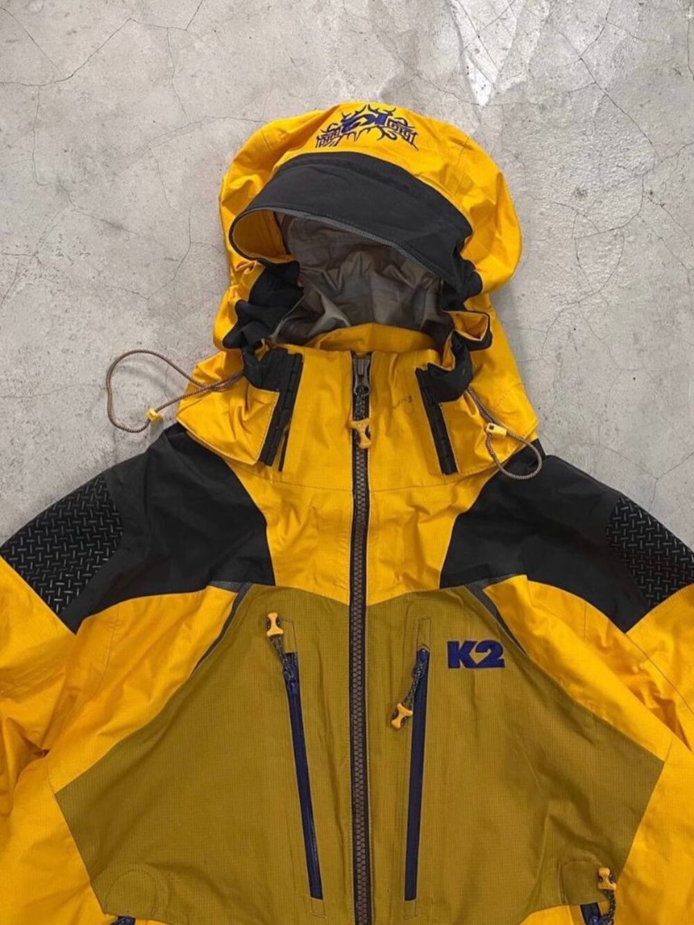 K2 Colorblock Hooded Outdoor Jacket – Yellow Black Olive Waterproof Style Jacket - Picture 5 of 7